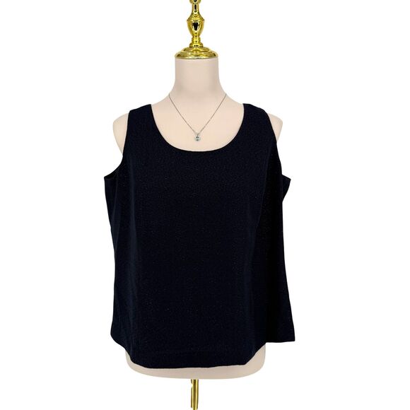 VTG Talbots Shell Tank Top 12W PETITE Navy Blue Shimmer Evening Lined Side Zip - Picture 2 of 15